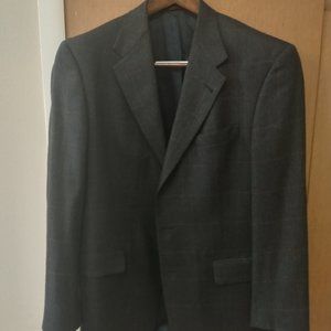 Vintage Hart Schaffner & Marx 41L Charcoal Herringbone Wool 3 Button Sport Coat